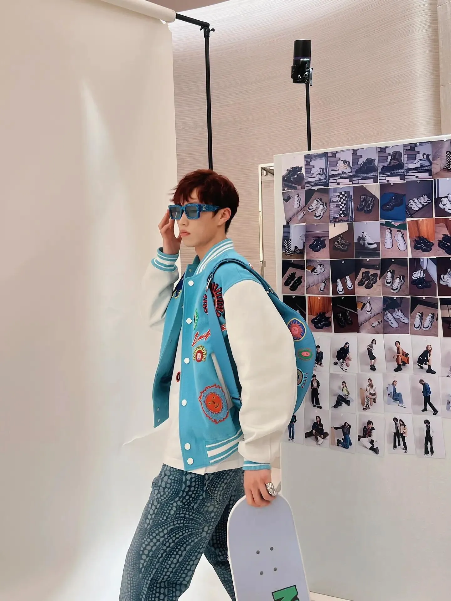 Louis Vuitton/Louis Vuitton 24Fw Yayoi Kusama joint sunfish baseball jacket